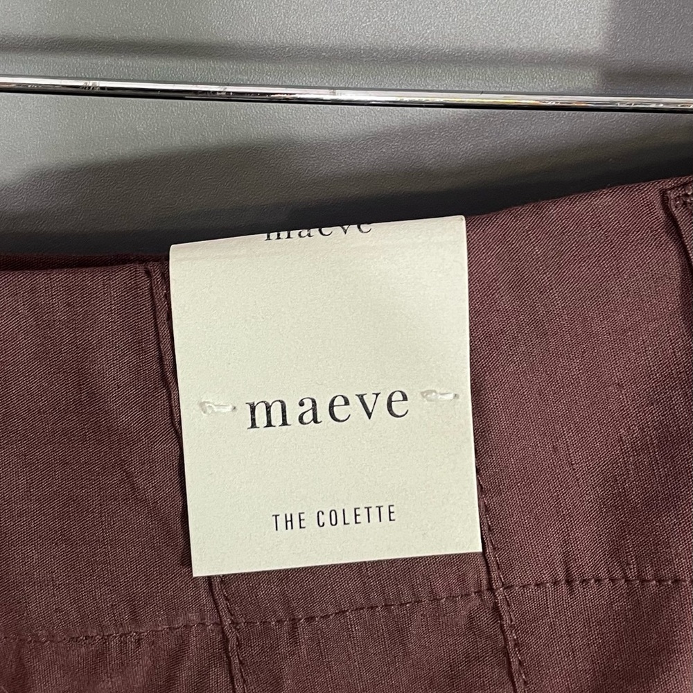 Anthropologie Maeve The Colette Cropped Wide Leg Pant Tall Linen Blend Cocoa NWT - Picture 8 of 15